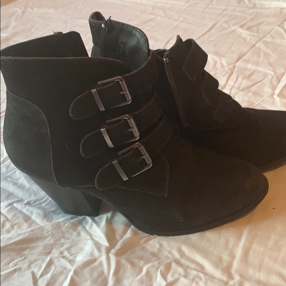 Black leather booties